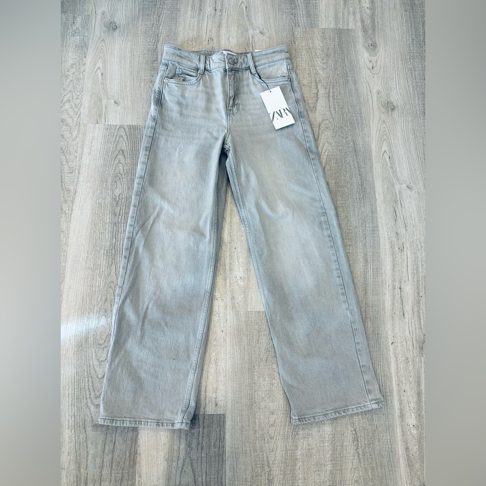 NWT Zara Jeans High Rise Straight Ankle Length Gray Size 34 (US 2) - Picture 2 of 8